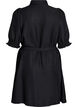 Knielanges Hemdkleid mit Bindegürtel, Schwarz, Packshot image number 1