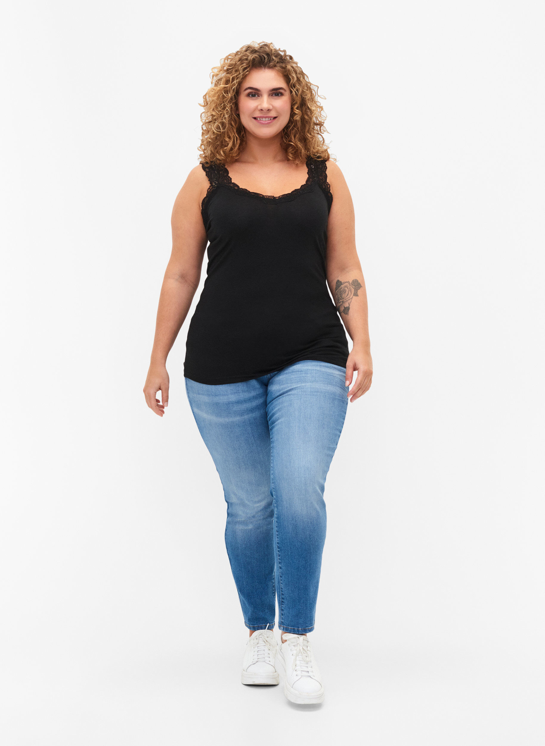 Zizzi2er-Pack Tops mit Spitze, Black / Black, Model image number 2