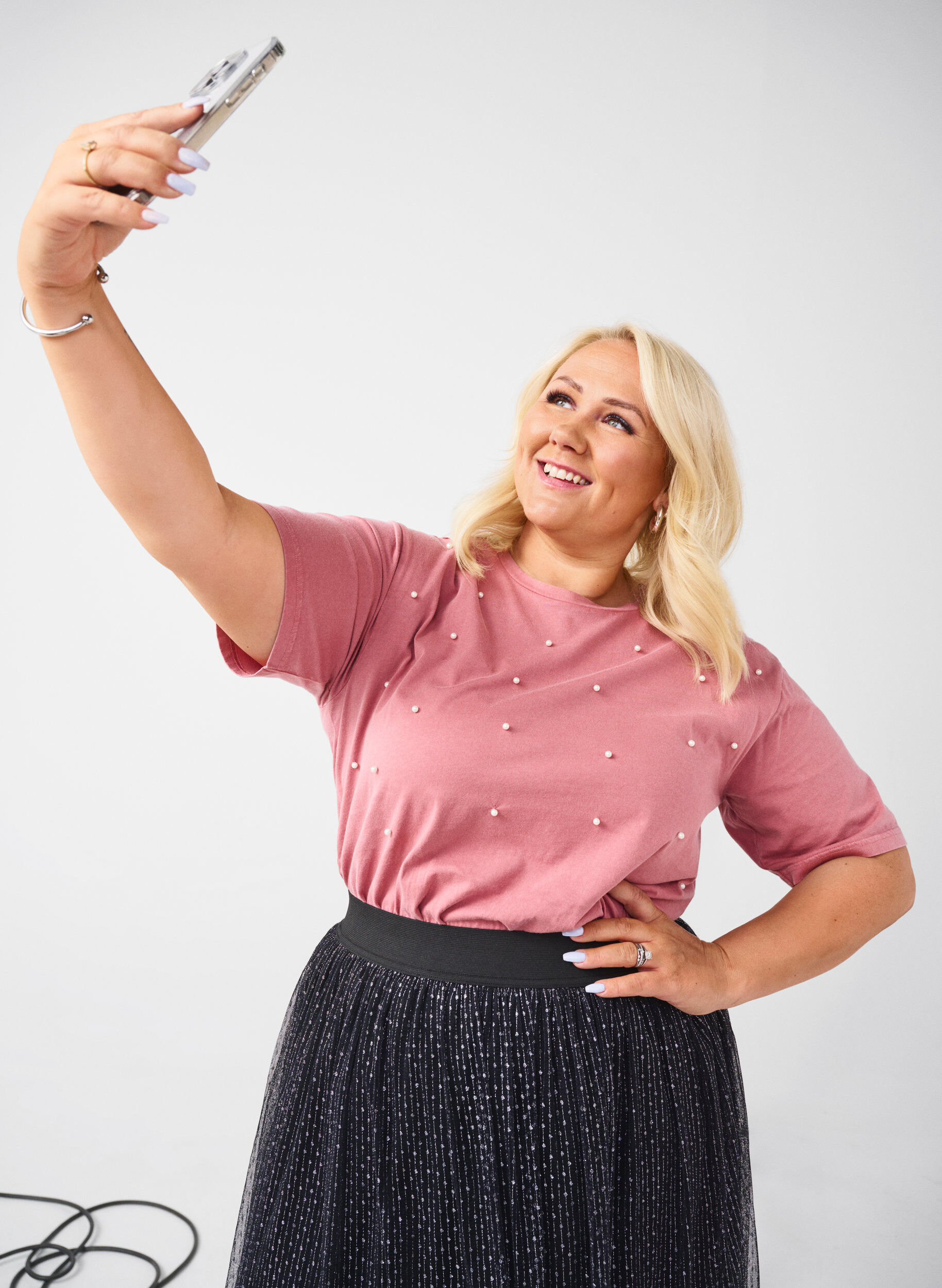 ZizziT-Shirt mit Perlen, Heather Rose Washed, Image image number 0