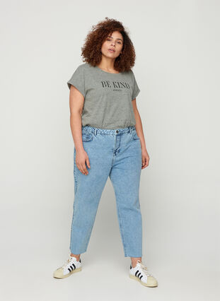 Cropped Mom Fit Mille Jeans mit lockerer Passform, Snow Wash 2, Model image number 0