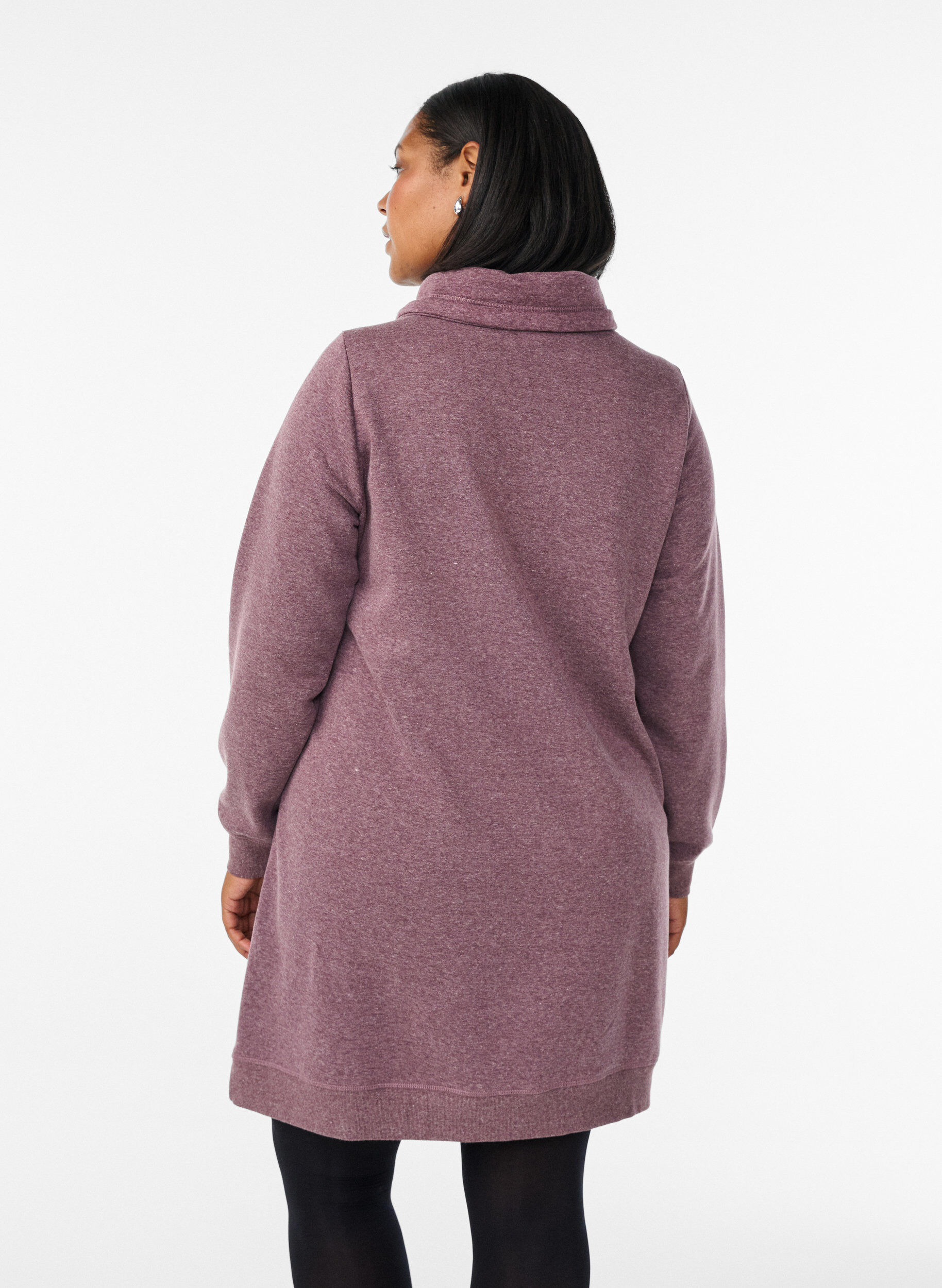 ZizziKurzes Sweatshirtkleid mit Stehkragen und Taschen, Rot, Model image number 2