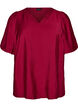 Bluse mit Ballon&auml;rmeln und V-Ausschnitt, Rot, Packshot image number 0