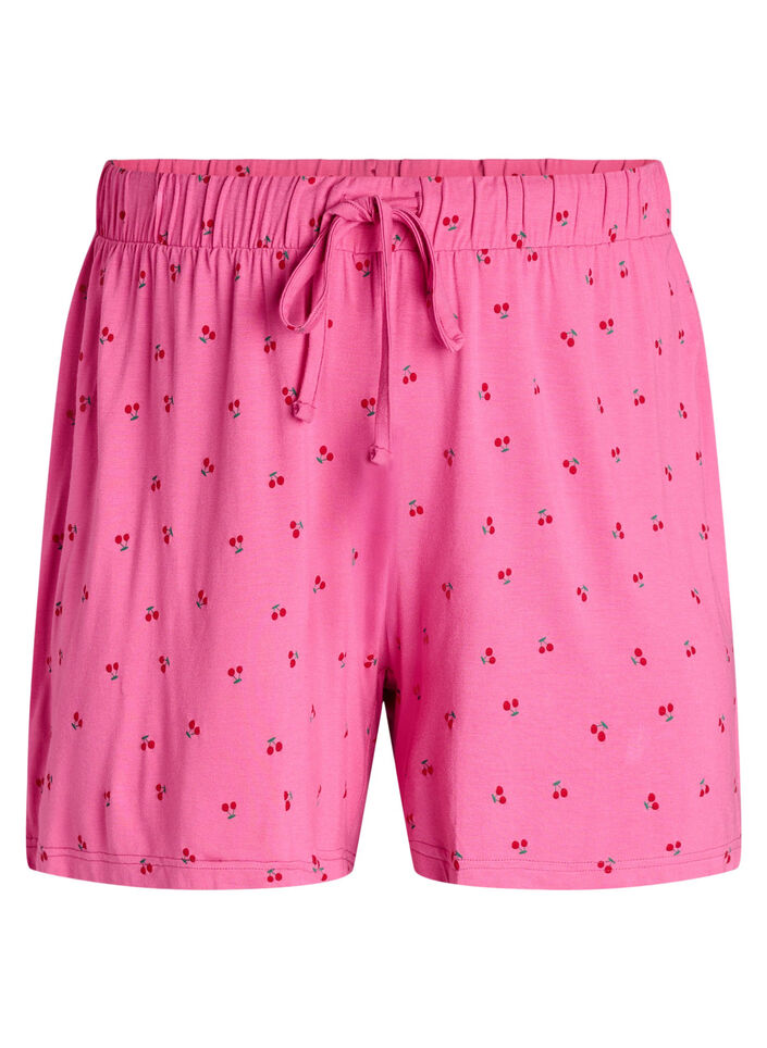 Pyjamashorts aus Viskosejersey mit Allover-Print, Pink, Packshot image number 0