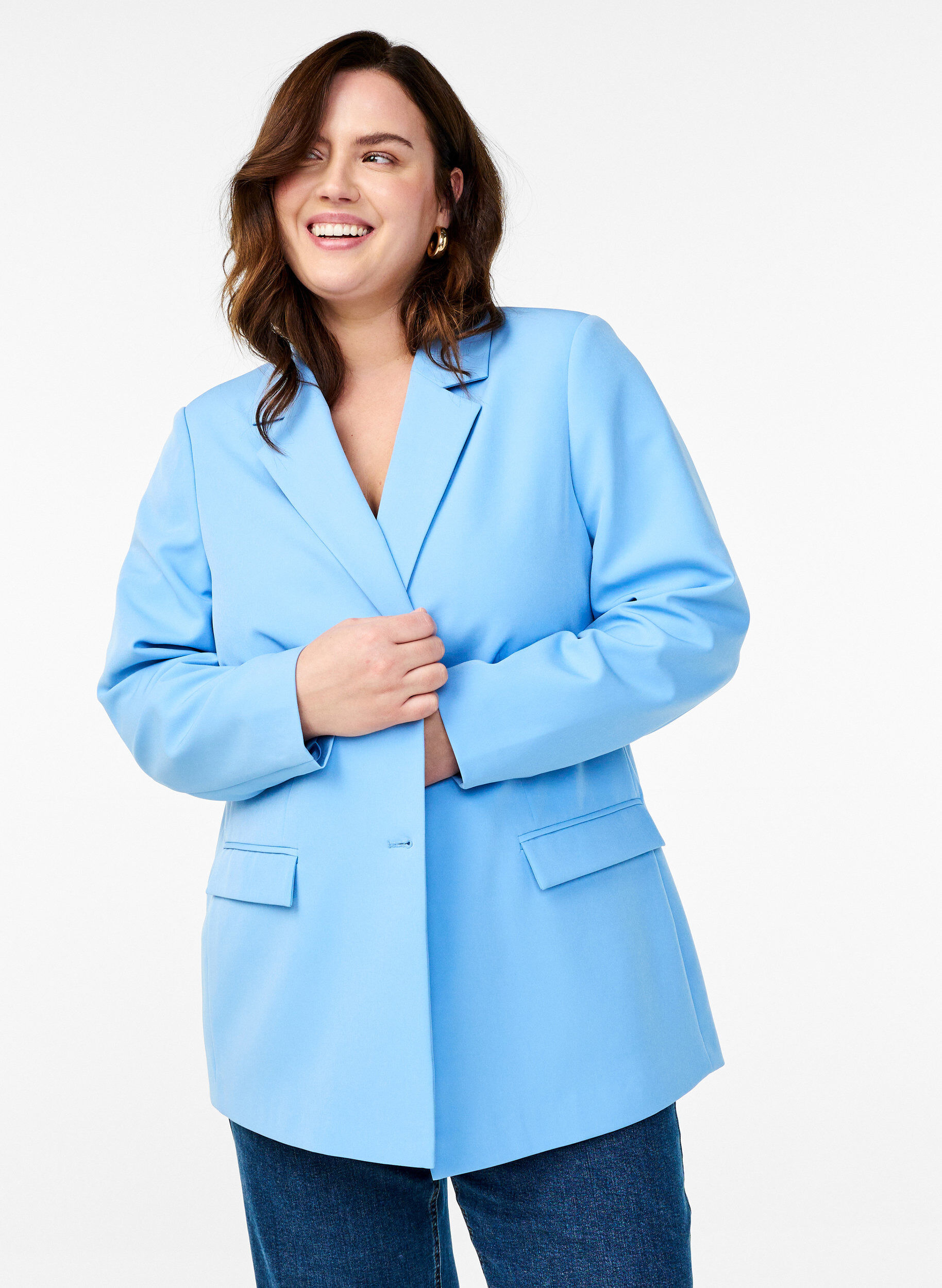 ZizziKlassischer Blazer mit Knopfverschluss, Blau, Image image number 0