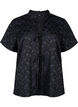 Kurzärmelige Jacquard-Bluse mit Schleifen, Schwarz, Packshot image number 0