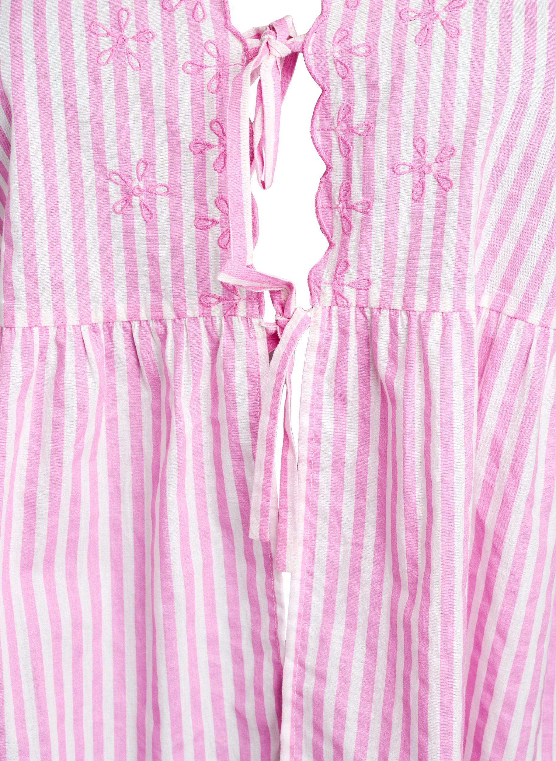 ZizziGestreifte Bluse mit offener Vorderseite und Stickereien, Pink, Packshot image number 2