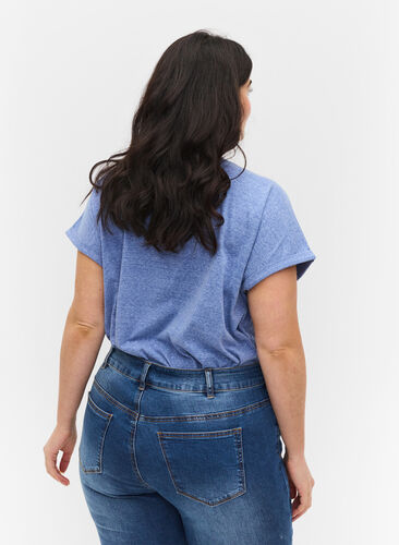 Meliertes T-Shirt aus Baumwolle, Dazzling Blue Mel, Model image number 1