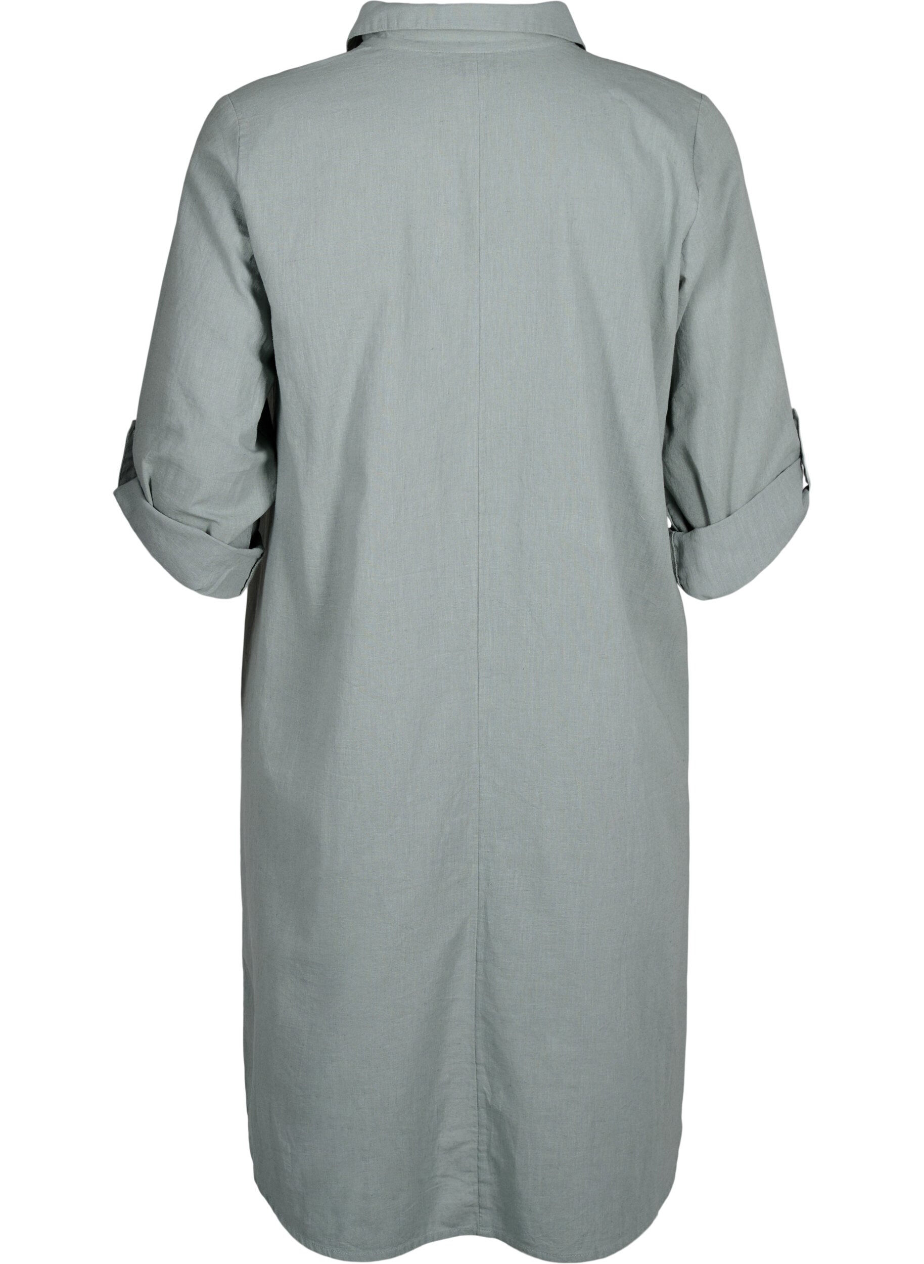 ZizziKleid mit V-Ausschnitt aus Baumwolle und Leinen, Chinois Green, Packshot image number 1