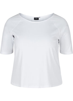 T-Shirt aus Baumwolle mit 2/4-Ärmeln, White, Packshot image number 0