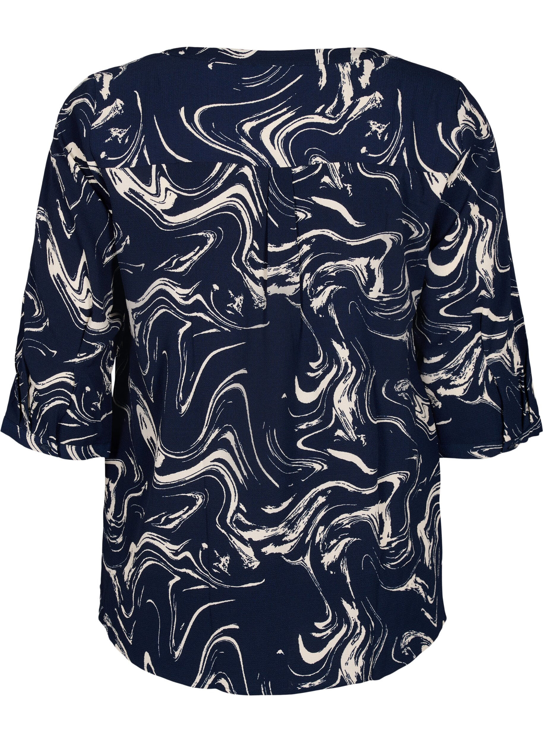 ZizziBedruckte Bluse mit 3/4-&Auml;rmeln, N. Blazer Swirl AOP, Packshot image number 1