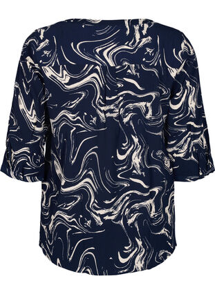 Bedruckte Bluse mit 3/4-Ärmeln, N. Blazer Swirl AOP, Packshot image number 1