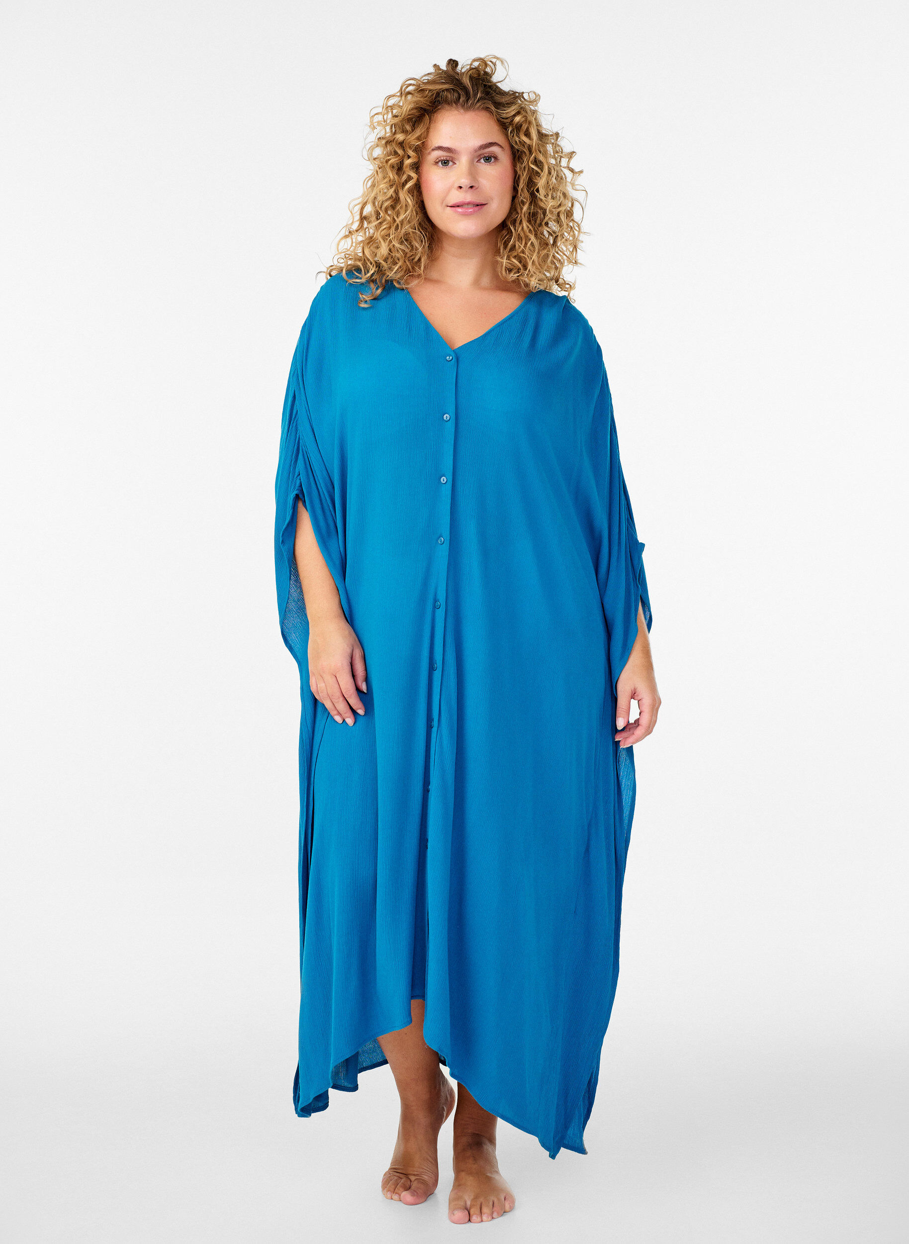 ZizziKaftan-Strandkleid mit Kn&ouml;pfen, Blau, Model image number 0