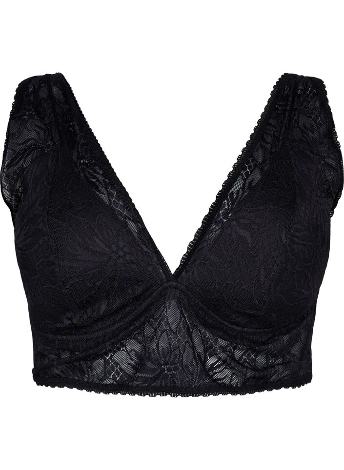Spitze Bralette mit weicher Polsterung, Black, Packshot image number 0