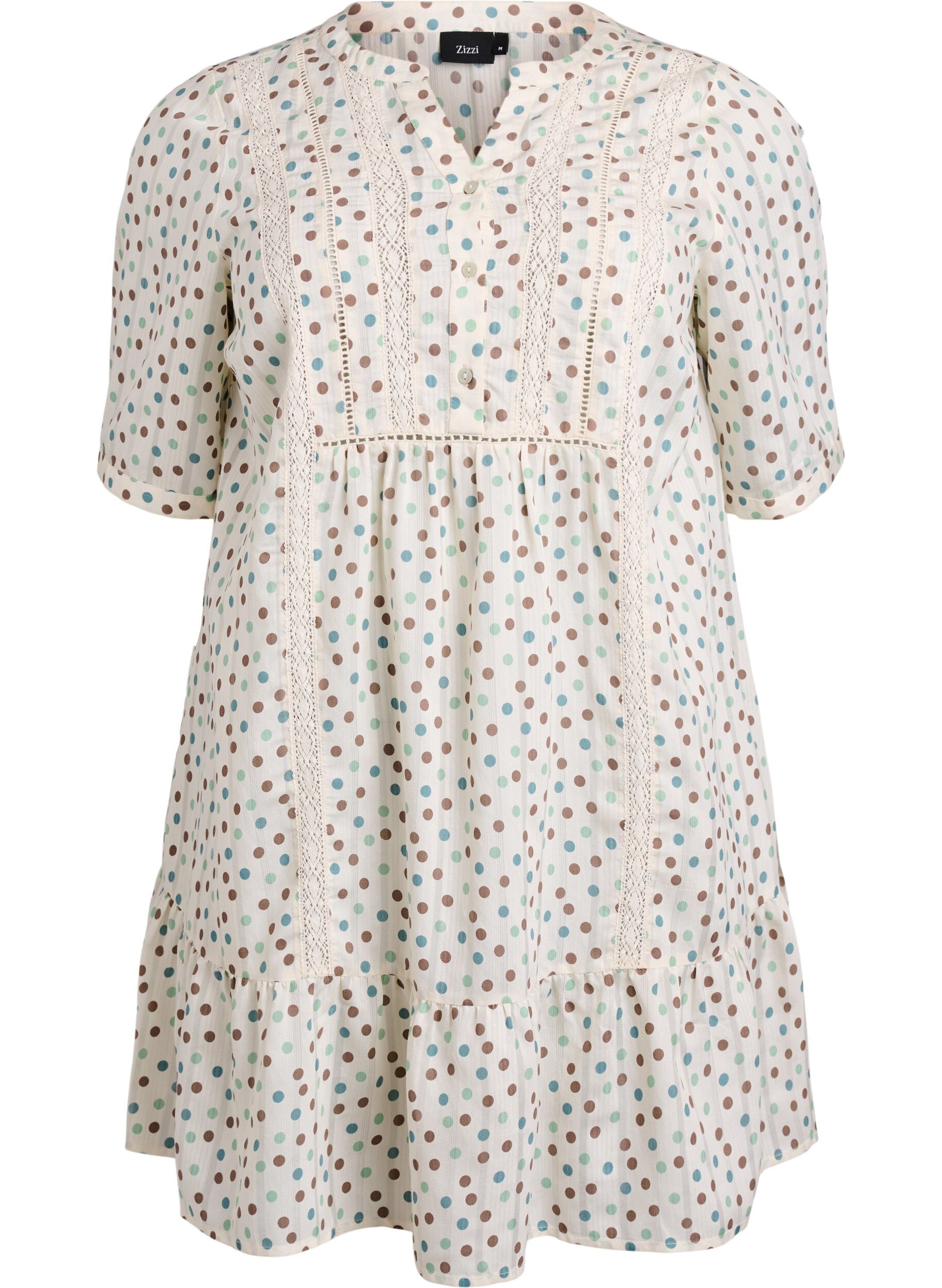 ZizziKurzes Viskosekleid mit Spitzenbesatz und A-Linien-Schnitt, Wei&szlig;, Packshot image number 0