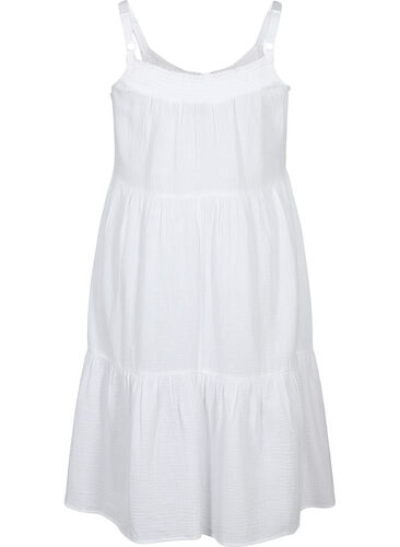 Einfarbiges Trägerkleid aus Baumwolle, Bright White, Packshot image number 1