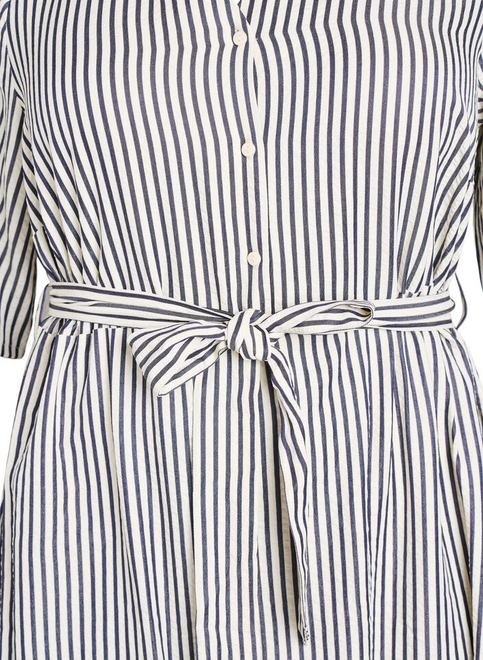 Kn&ouml;chellanges Hemdblusenkleid mit Bindeg&uuml;rtel und Streifen, Schwarz, Packshot image number 2