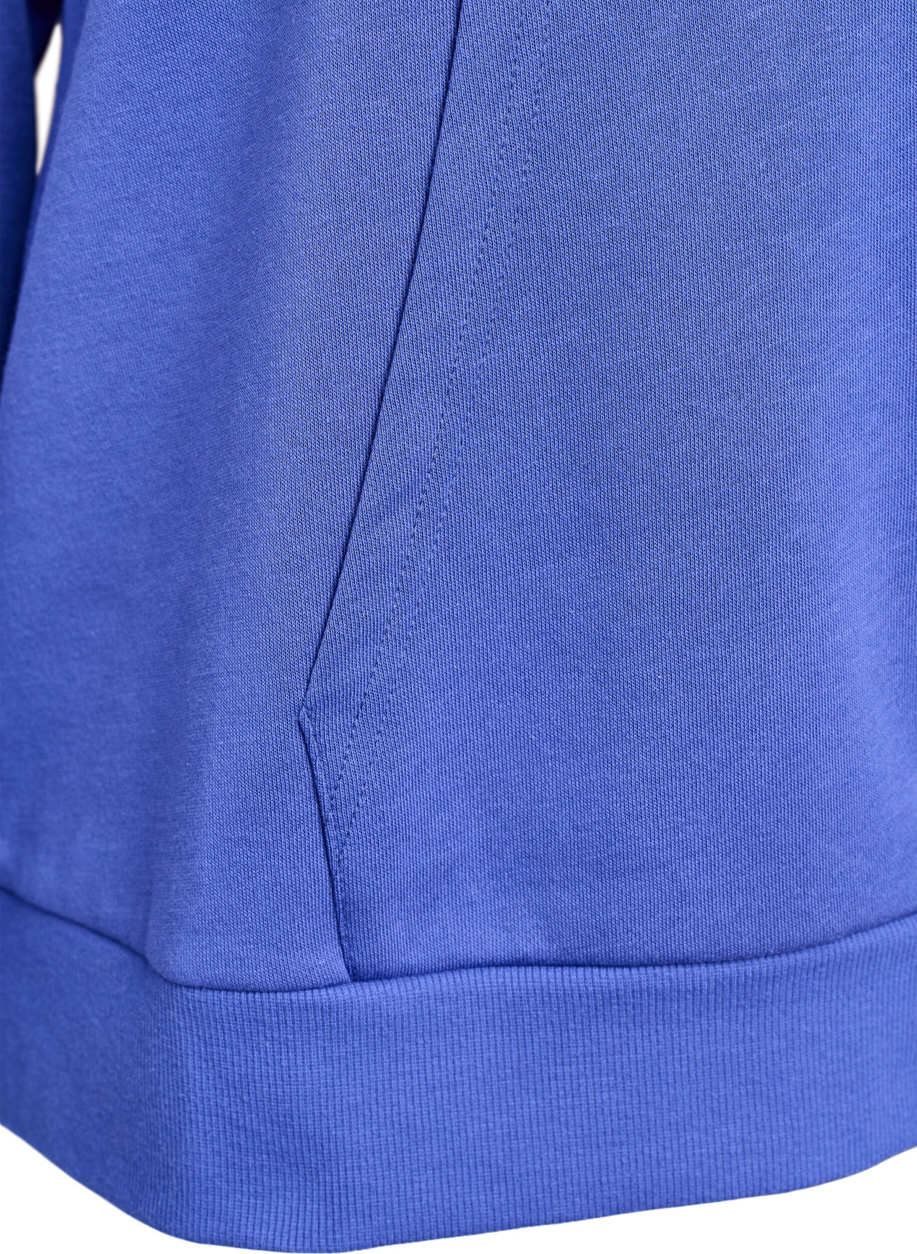 ZizziHoodie mit gesticktem Frontmotiv, Blau, Packshot image number 3