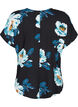 Kurzarm Viskosebluse mit Blumenprint, Black Big Flower, Packshot image number 1