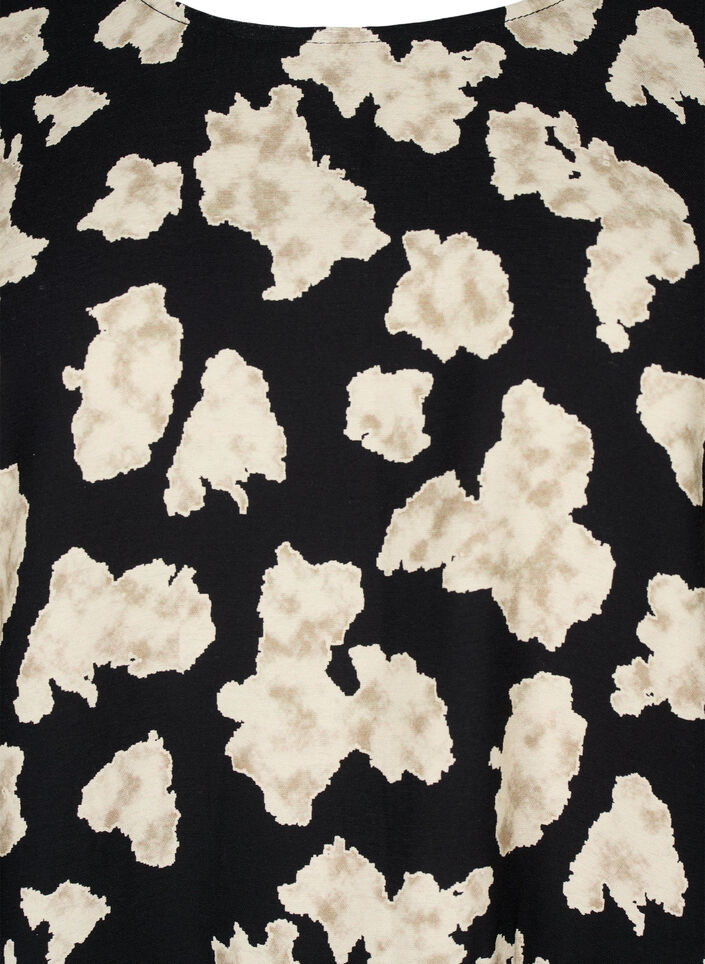 Langärmliges Kleid mit Muster und Schleifen, Schwarz, Packshot image number 2