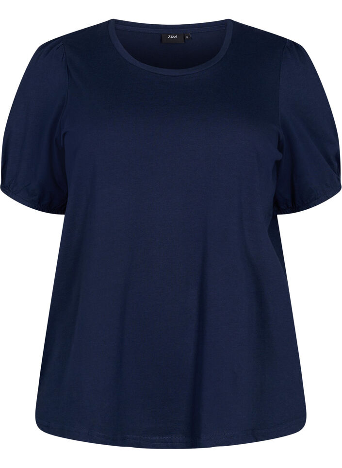 T-Shirt aus Baumwolle mit 2/4-Ärmeln, Navy Blazer, Packshot image number 0