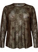 Bluse aus Mesh mit Blumen und Pailletten, Braun, Packshot image number 0