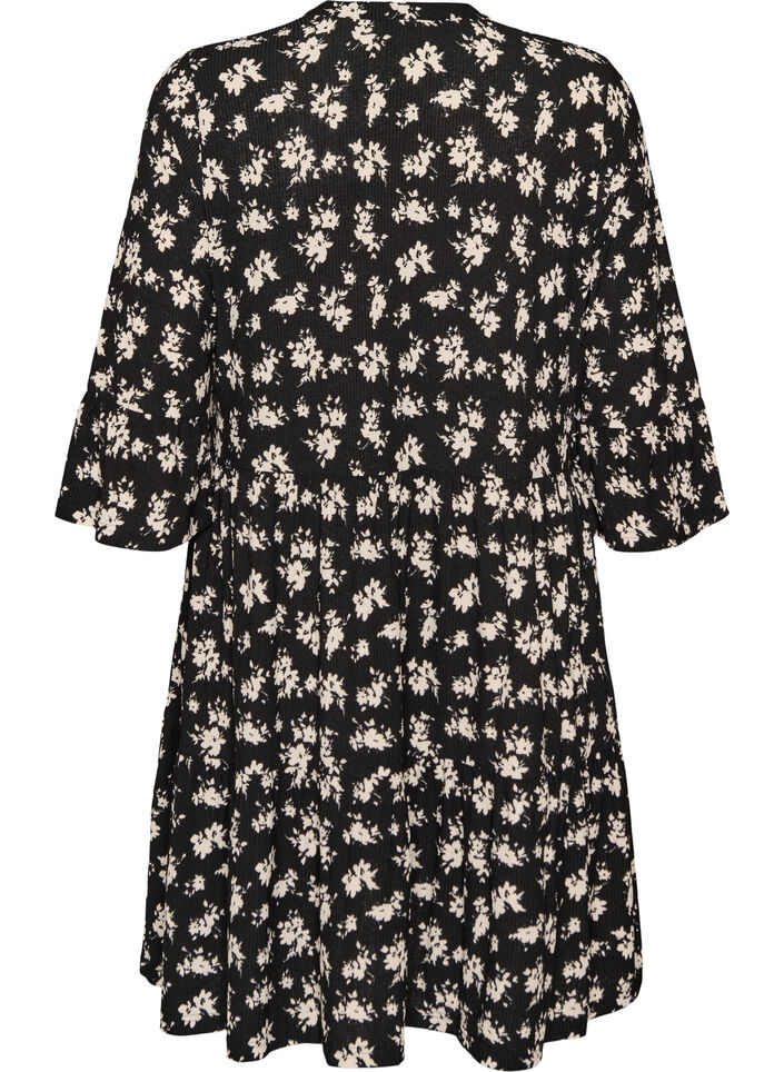 Kurzes A-Linien-Kleid aus Jersey mit Allover-Print, Schwarz, Packshot image number 1