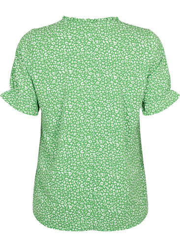 Kurzärmelige Bluse mit Druck (GRS), Green Ditsy, Packshot image number 1
