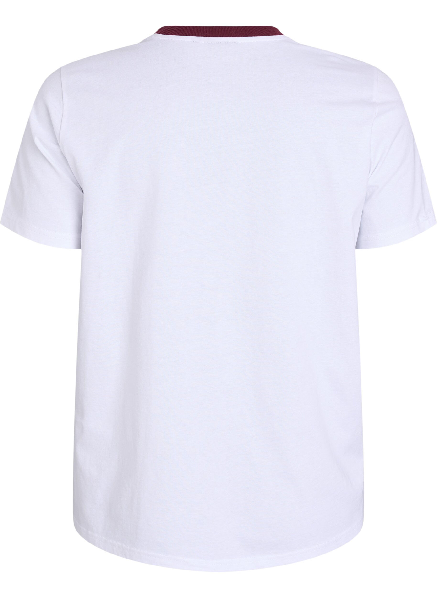 ZizziT-Shirt mit Textdruck und Kontrastbesatz, Wei&szlig;, Packshot image number 1