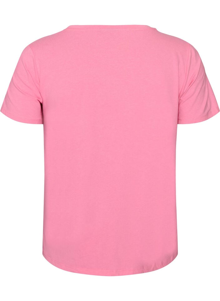 Einfarbiges basic T-Shirt aus Baumwolle, Pink, Packshot image number 1