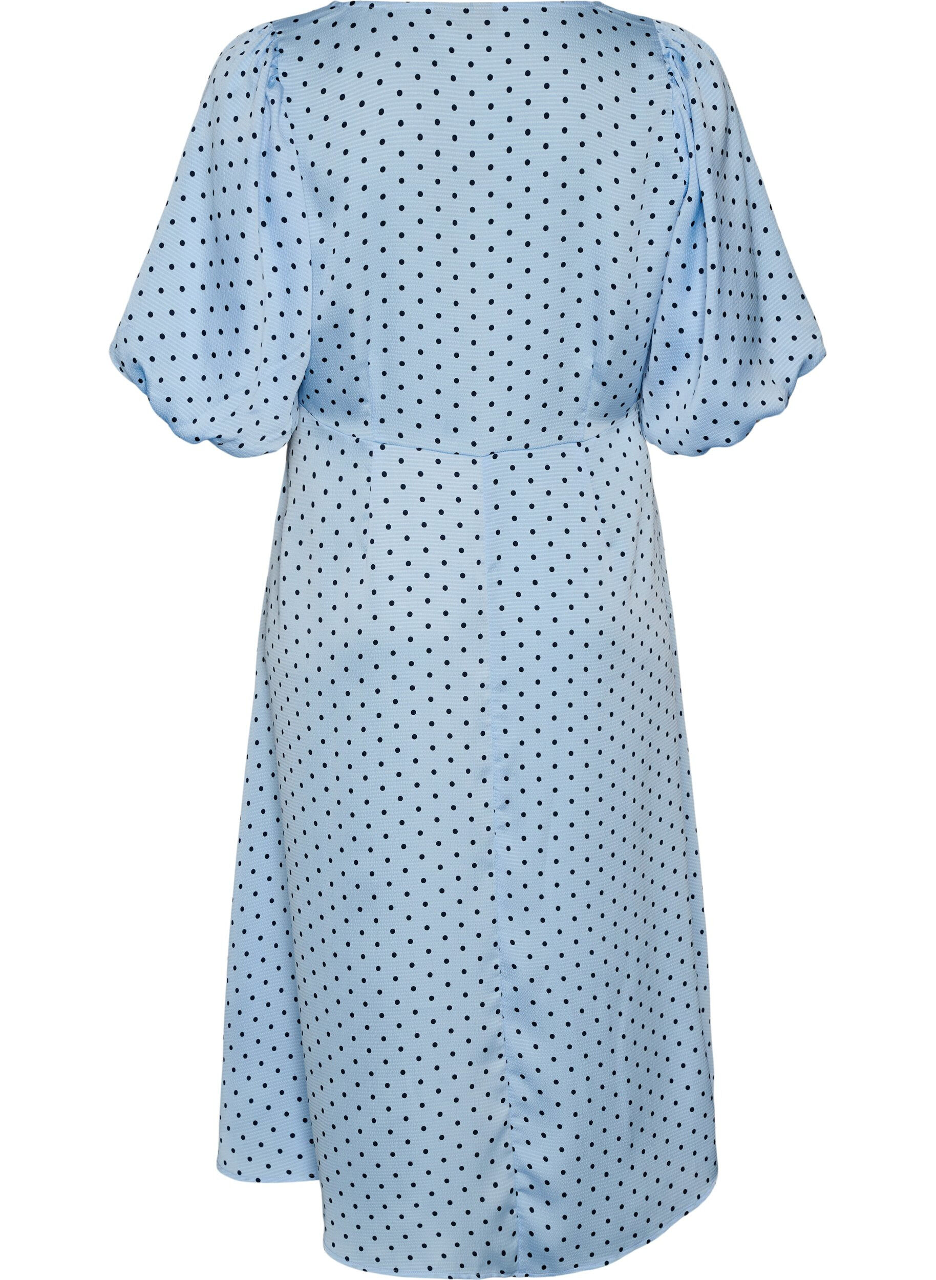 ZizziGepunktetes Midikleid mit eckigem Ausschnitt, Blau, Packshot image number 1