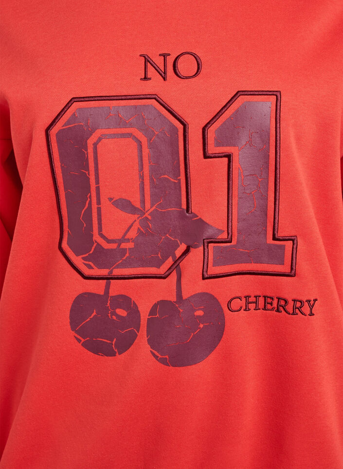 Sweatshirt mit Motiv auf der Vorderseite, Rot, Packshot image number 2