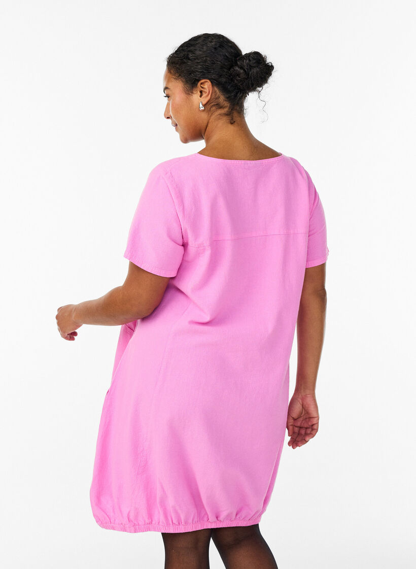 Kurzarm Kleid aus Baumwolle, Pink, Model image number 2