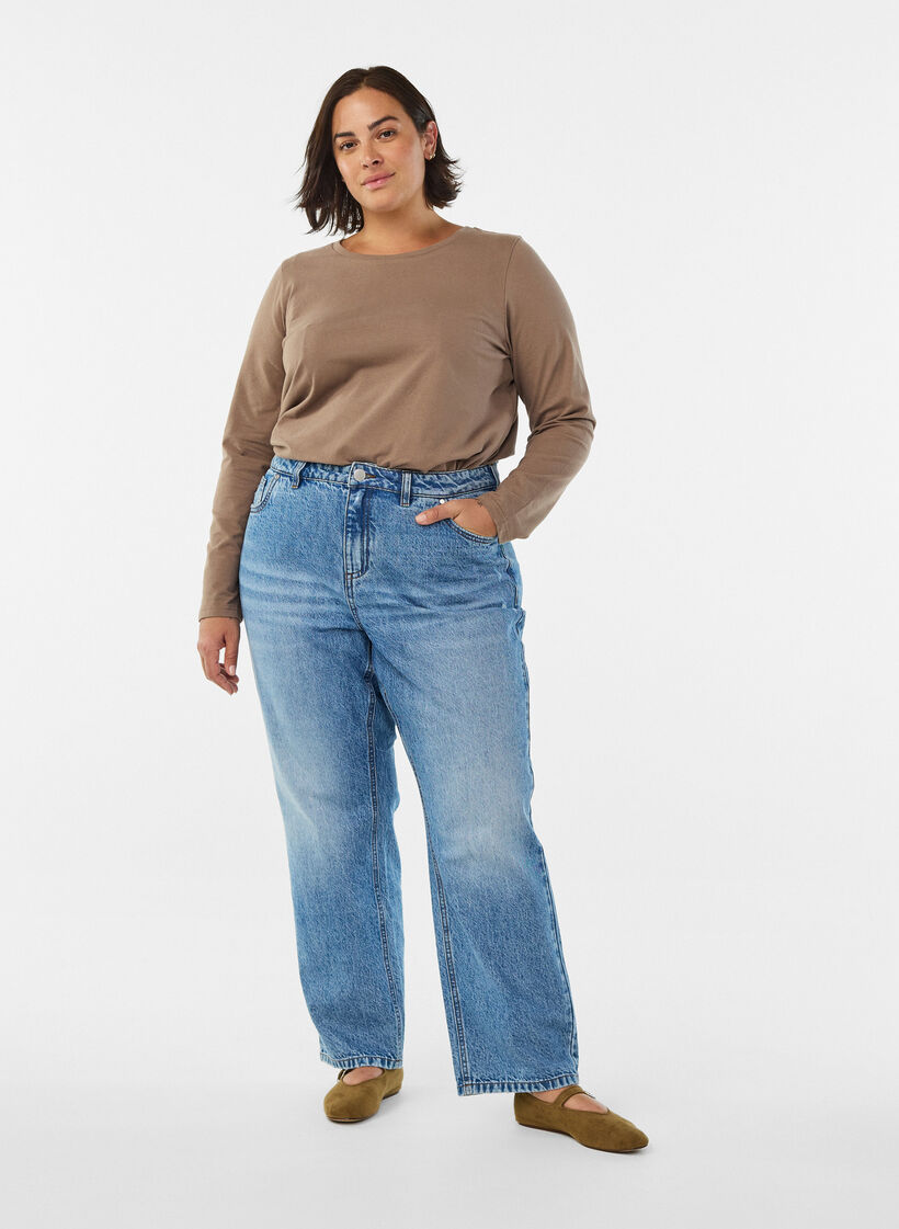 Basic Bluse aus Jersey mit langen &Auml;rmeln, Braun, Model image number 1