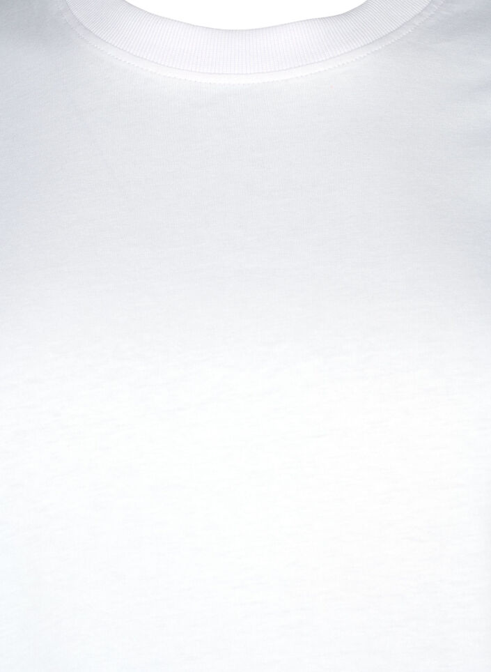 Basic-T-Shirt aus Baumwolle mit Rundhalsausschnitt, Weiß, Packshot