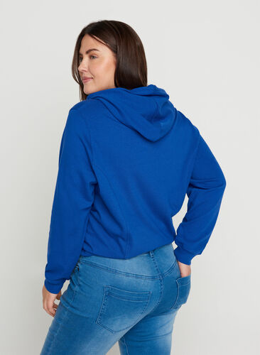 Sweatshirt mit Kapuze und Rippbündchen, Deep Blue , Model image number 1