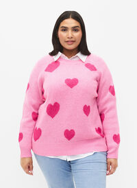 Pullover mit Herzen, B. Pink/Raspberry R., Model
