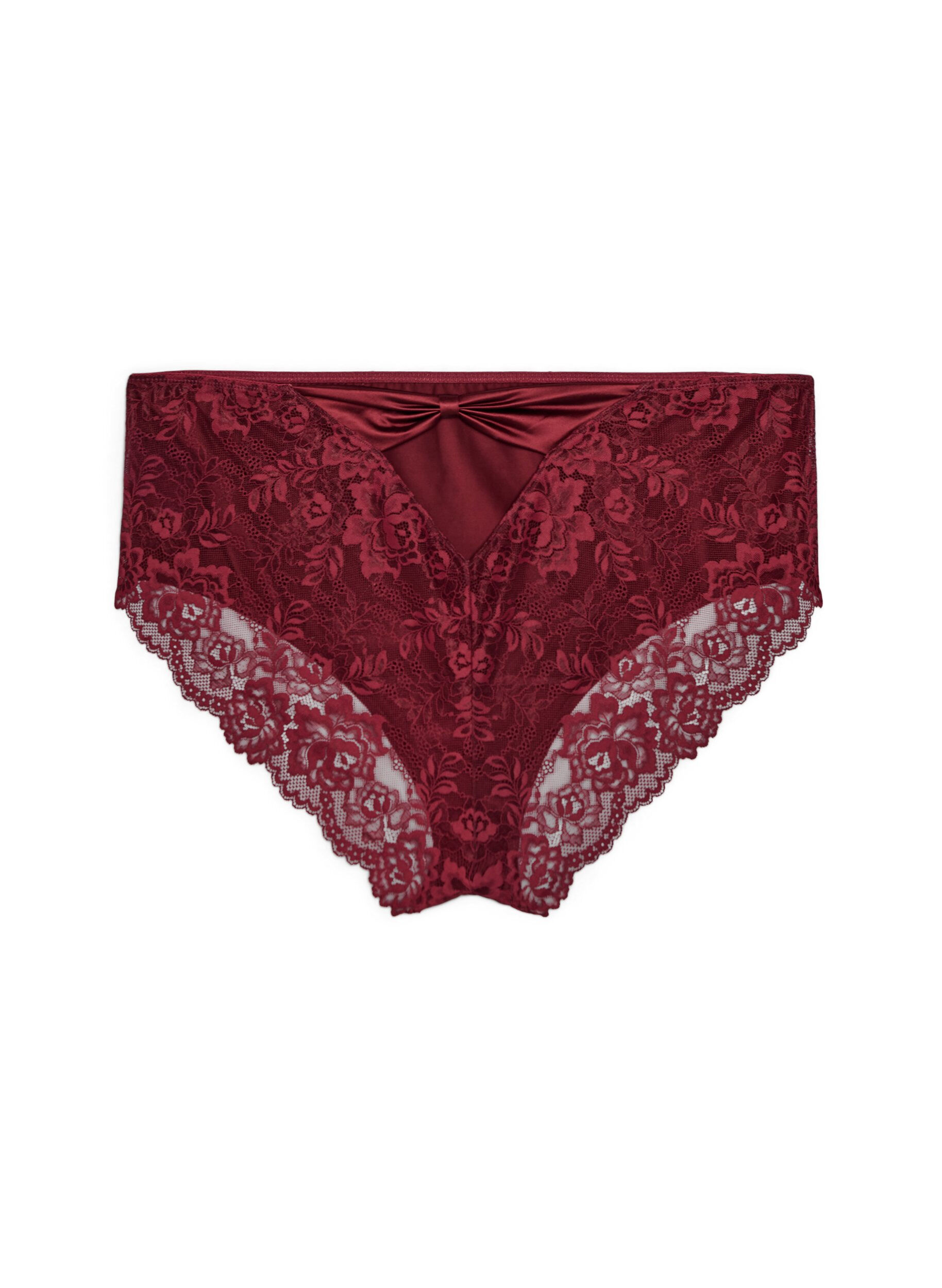 ZizziSlip mit Spitze und einem Schleifendetail hinten, Dunkles Bordeaux, Packshot image number 1
