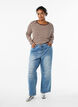 Gestreifte Bluse mit langen &Auml;rmeln, Braun, Model image number 1