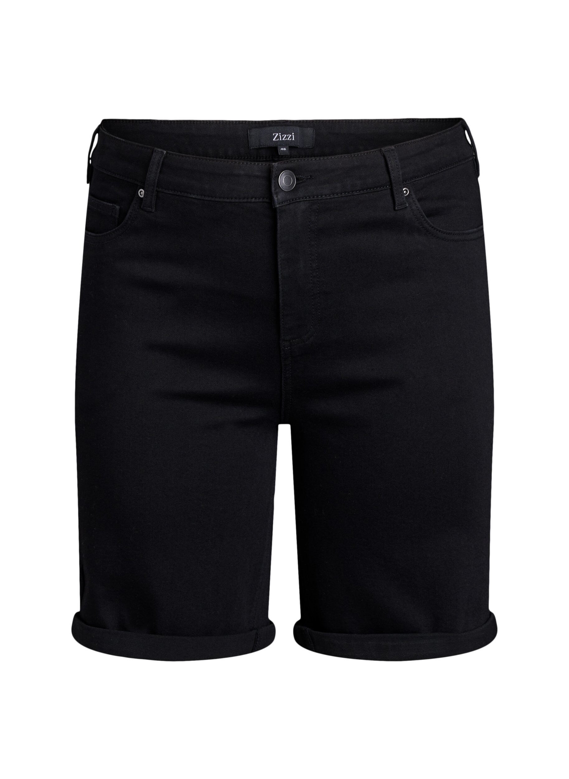 Eng anliegende Jeansshorts mit hoher Taille