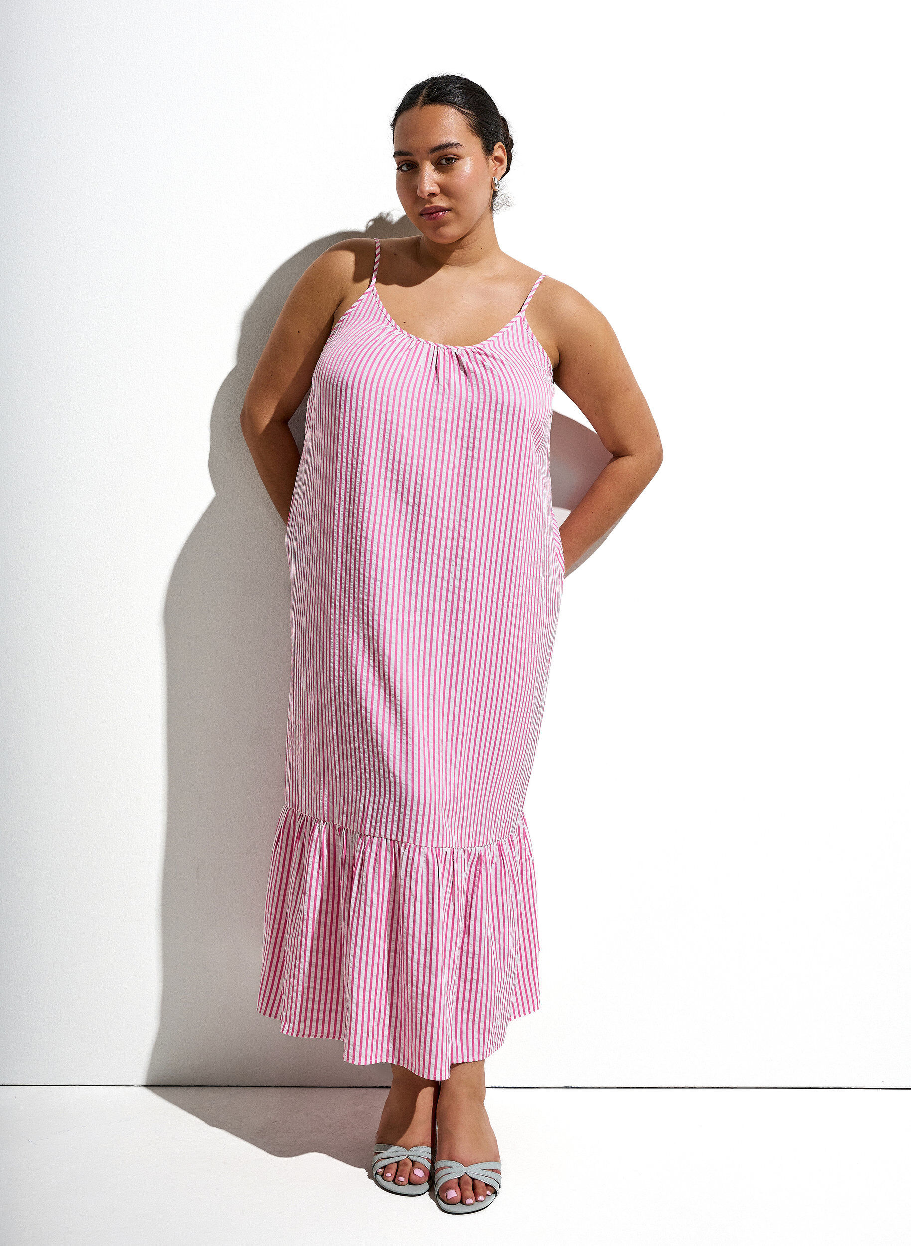 ZizziSommerkleid mit Streifen und A-Linie, Pink, Image image number 0
