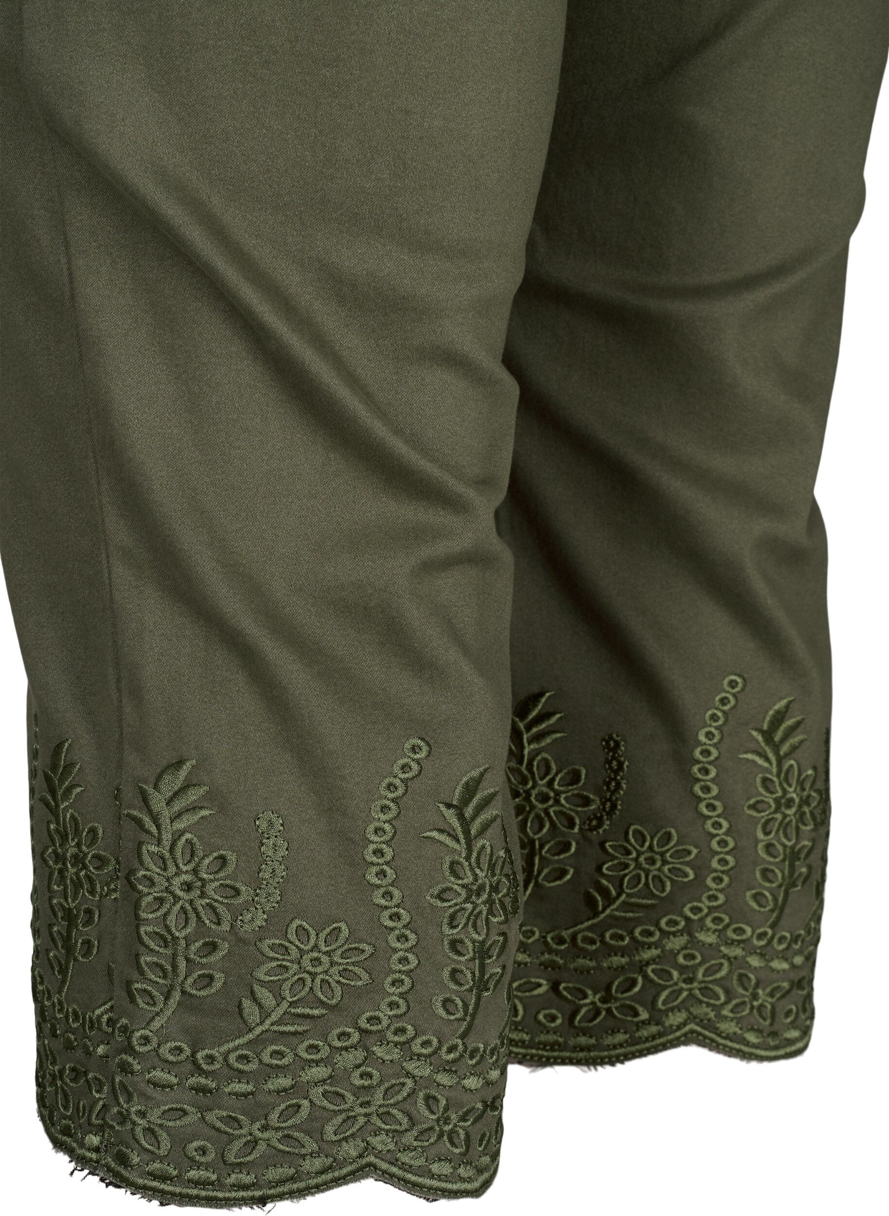 Zizzi Caprihosen mit hohem Bund und Lochstickerei, Dusty Olive, Packshot image number 4