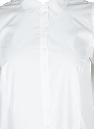 Hemdbluse aus Baumwolle mit 3/4-Puffärmeln, Bright White, Packshot image number 2