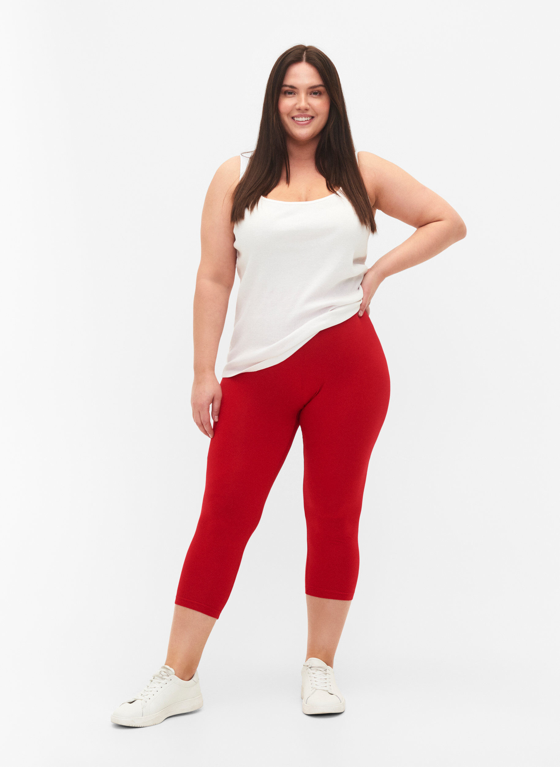 ZizziBasic 3/4-Leggings aus Viskose, Rot, Model image number 1