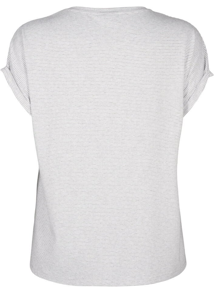 Gestreiftes Nachthemd mit kurzen Ärmeln, Grau, Packshot image number 1