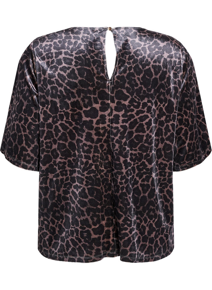 Kurzärmeliges Top aus Velours, Braun, Packshot