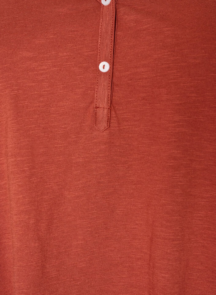 Langarmshirt mit V-Ausschnitt und Kn&ouml;pfen, Braun, Packshot image number 2