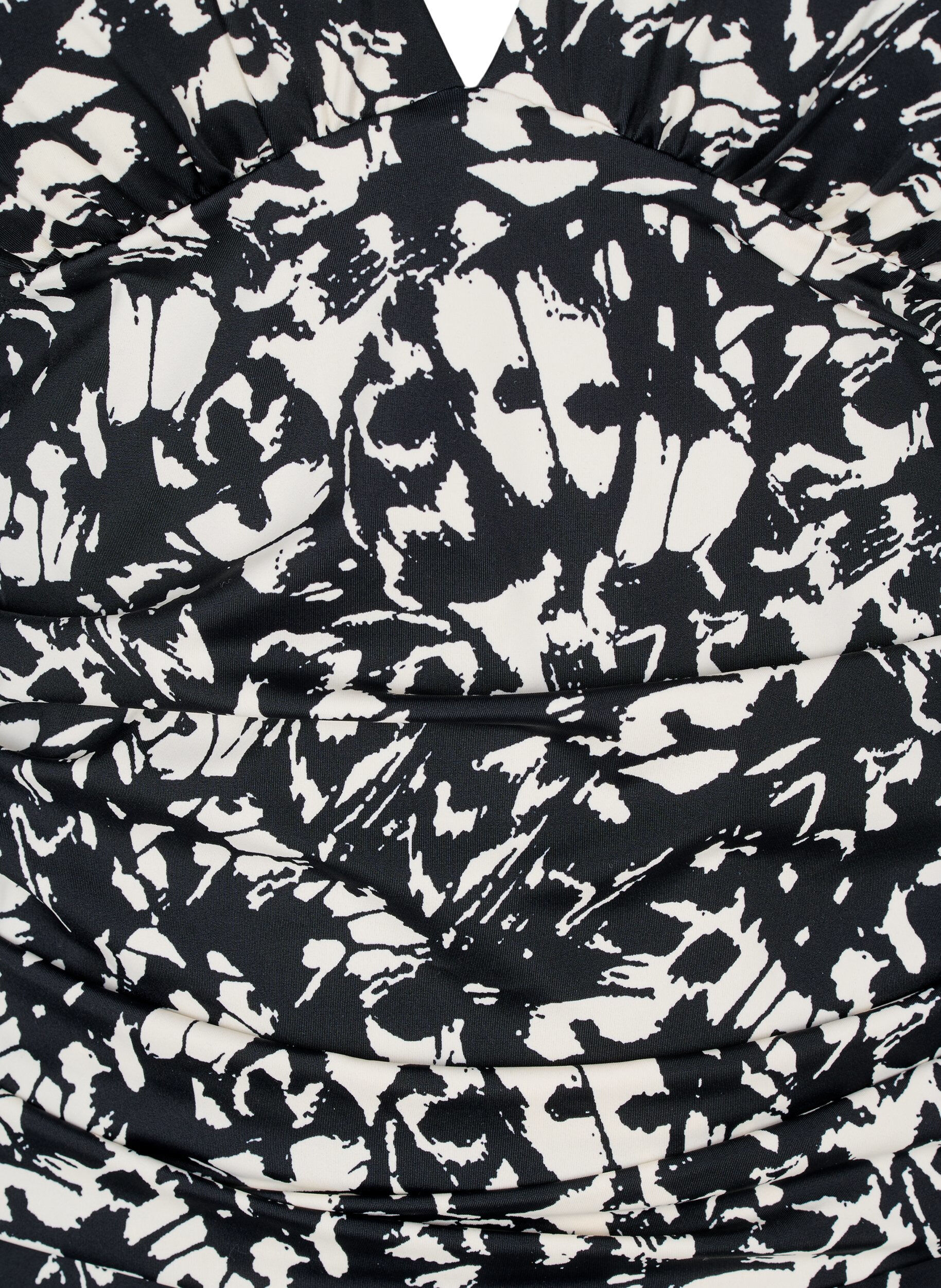 ZizziGemusterter Badeanzug mit tiefem V-Ausschnitt, Schwarz, Packshot image number 2