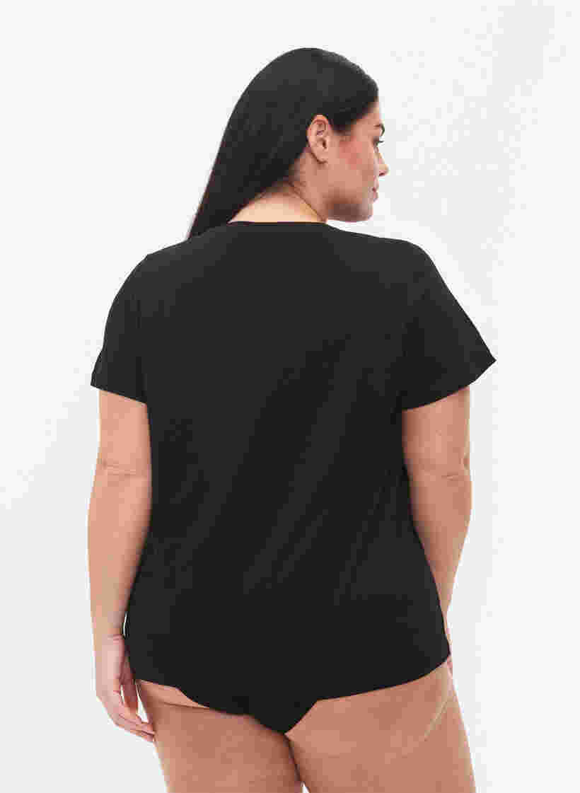 Baumwoll-T-Shirt mit Aufdruck und kurzen Ärmeln, Black Take The Time, Model image number 1