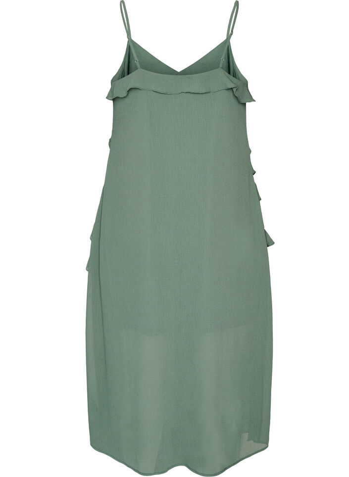 Kleid aus Chiffon mit asymmetrischen R&uuml;schen, Gr&uuml;n, Packshot image number 1