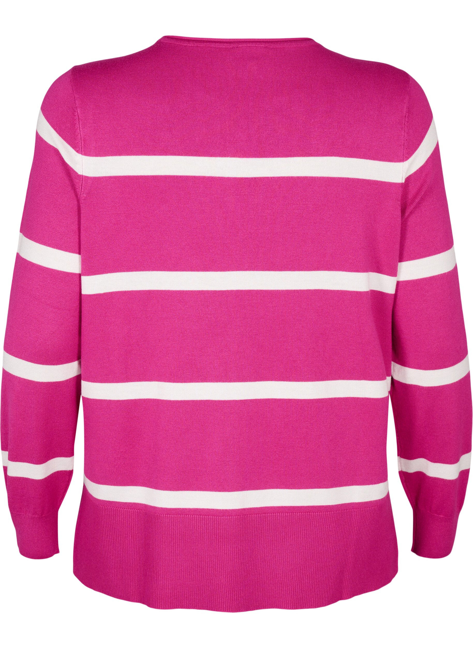 ZizziGestrickte Viskosebluse mit Streifen, Pink, Packshot image number 1